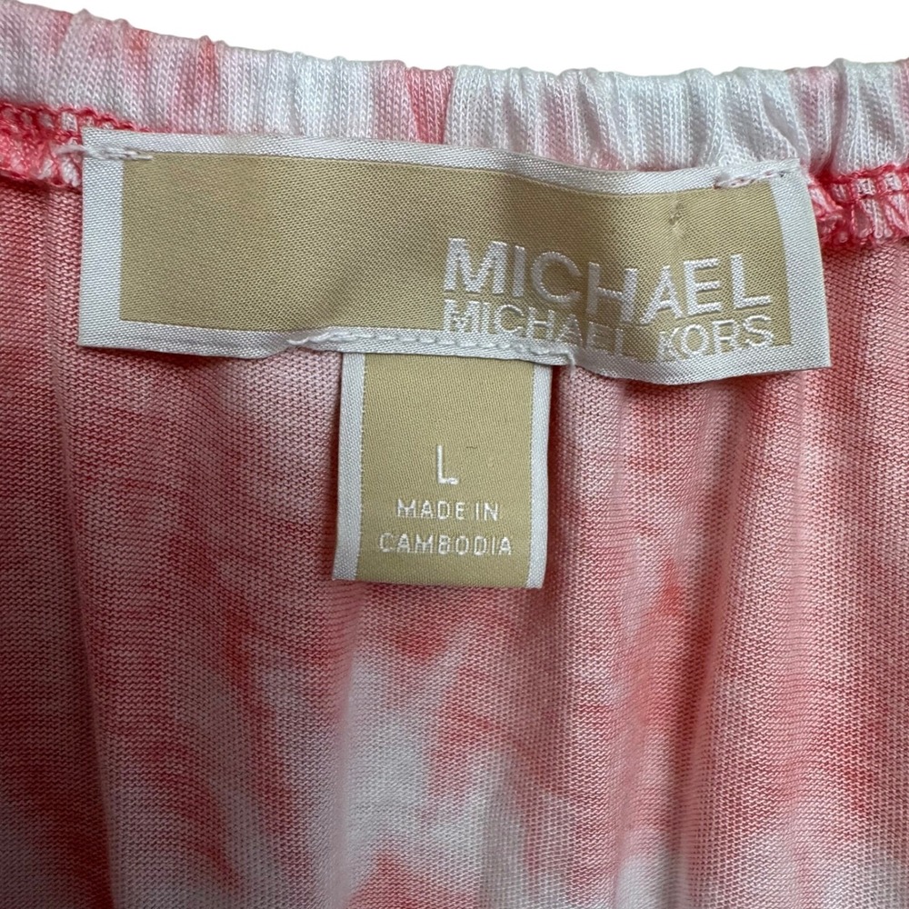 Michael‎ Kors Womens Tank Top Large Pink Tie-Dye Sleeveless V-Neck Casual - Picture 3 of 7